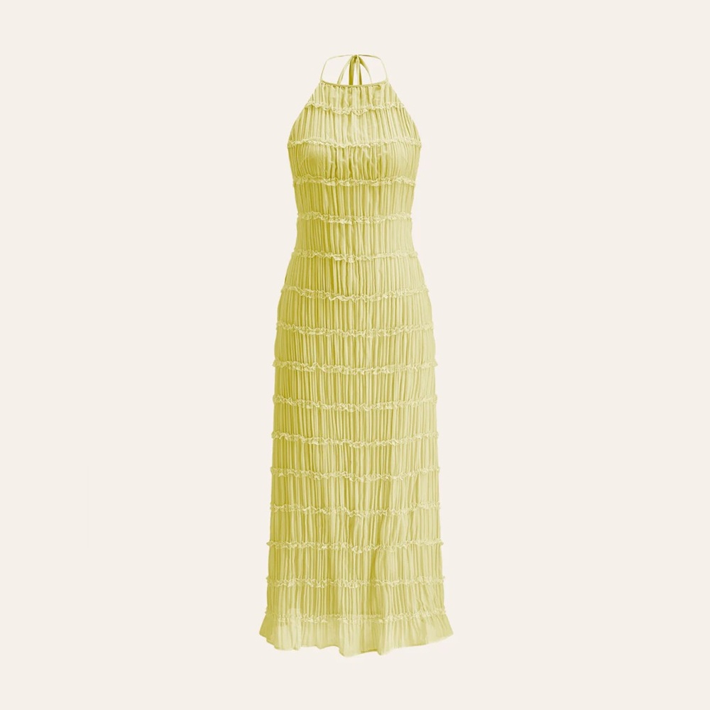 104. Commense Halter Strappy Back Ruffled Dress